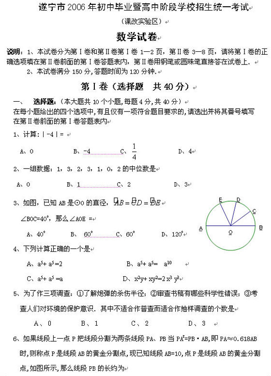 Ĵʡ쌎2006п(sh)W(xu)ԇ}